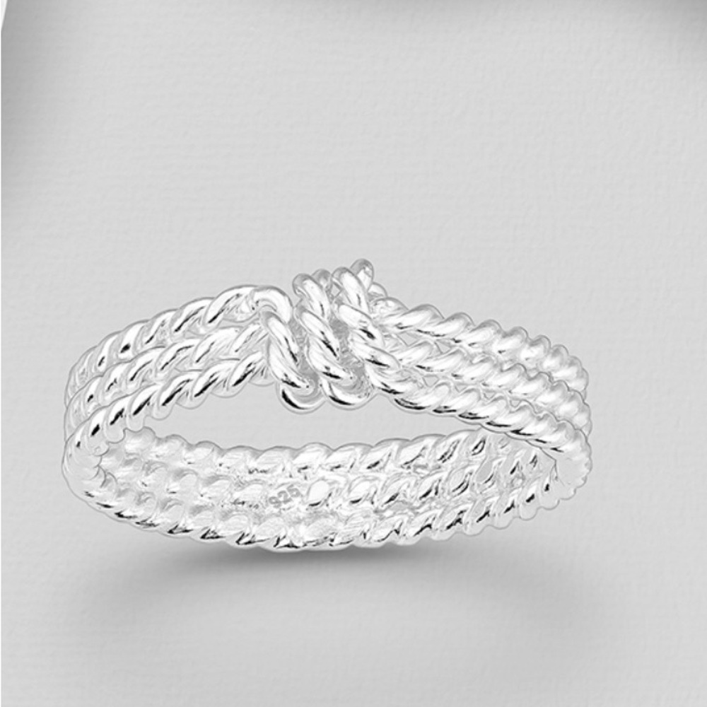 Sterling Silver Knot Rope Ring - Silver